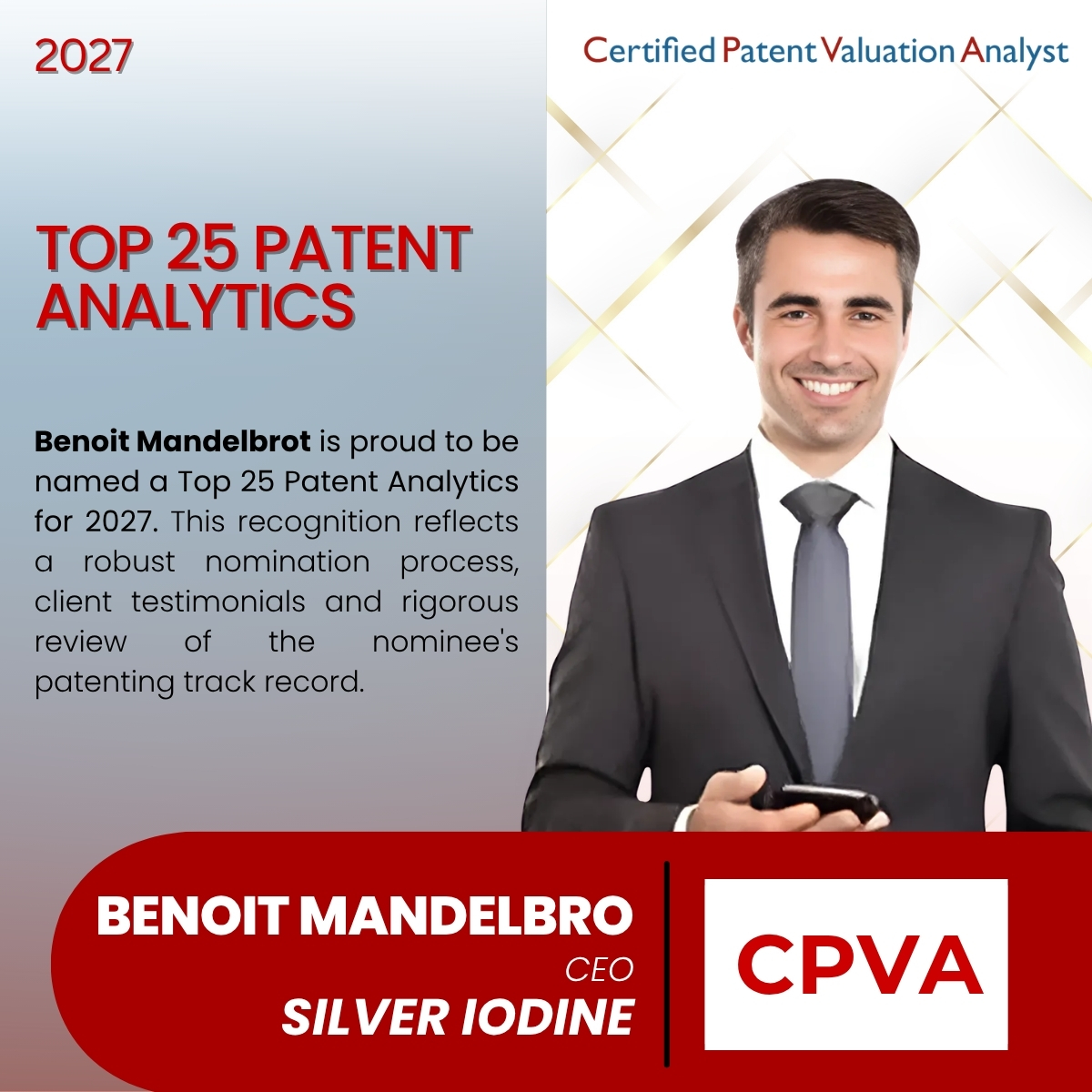 Top 25 Patent Analytics Expert Nomination Acceptance Production/Licensing Fees